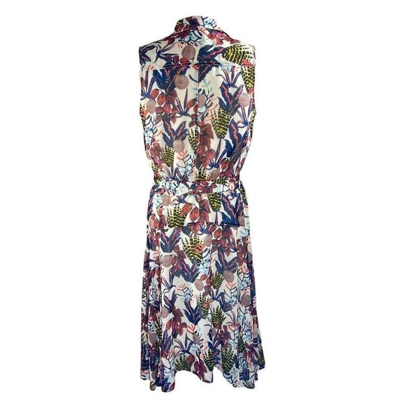 Grey Jason Wu Sz 8 Multicolor Floral Print Sleeveless Midi Dress Asymmetrical - Picture 7 of 13